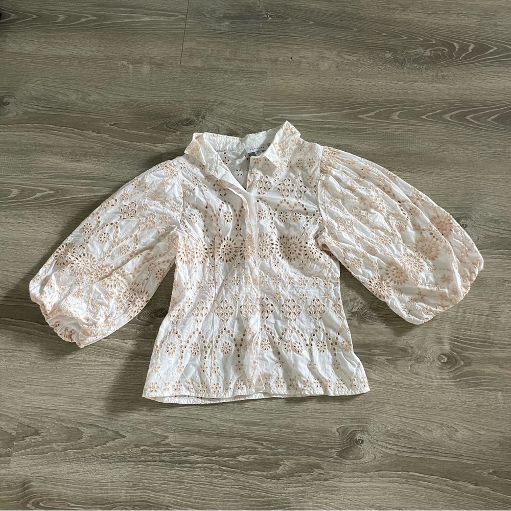 Top Shop White and Nude Cutout Detail Top